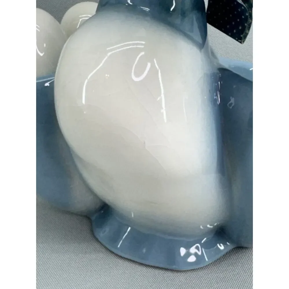 Vintage Ceramic Duck Napkin Holder Egg Salt Pepper Shakers Blue White READ